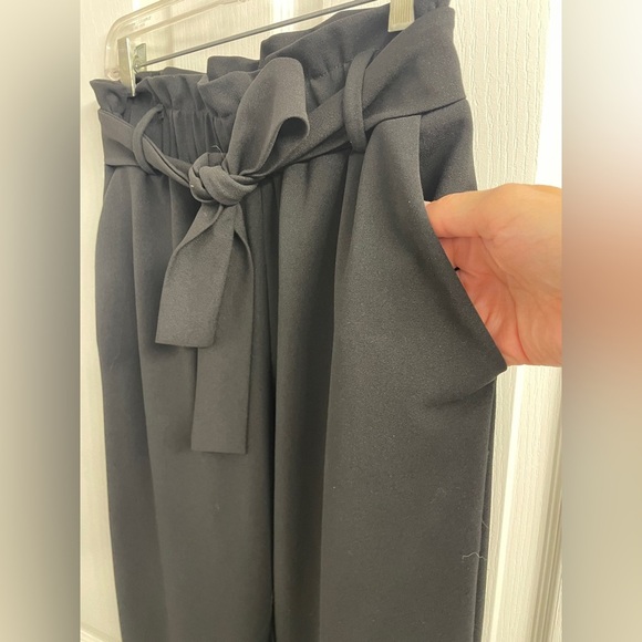 Maurices Paper Bag Dress Pants High Waisted Tie Belt Pull On Cuffed Sz S Reg - Picture 2 of 16